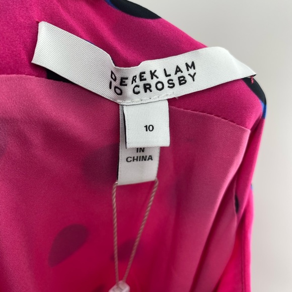10 Crosby Derek Lam NWT Taula One Shoulder Ruffle Hem Dress Pink Polka Dots New - Picture 7 of 11